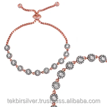 Wholesale Sterling Silver 925 Jewellery Adjustable Bracelet with Zircon