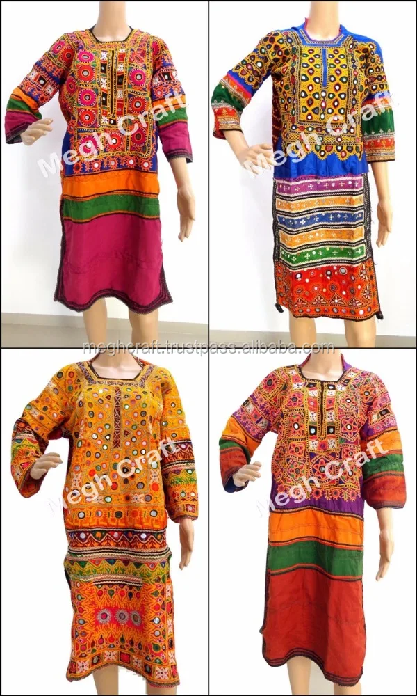 Afghani Embroidered Tunic -Afghani Mirror Work Tunic - Banjara Vintage Tunic Tops