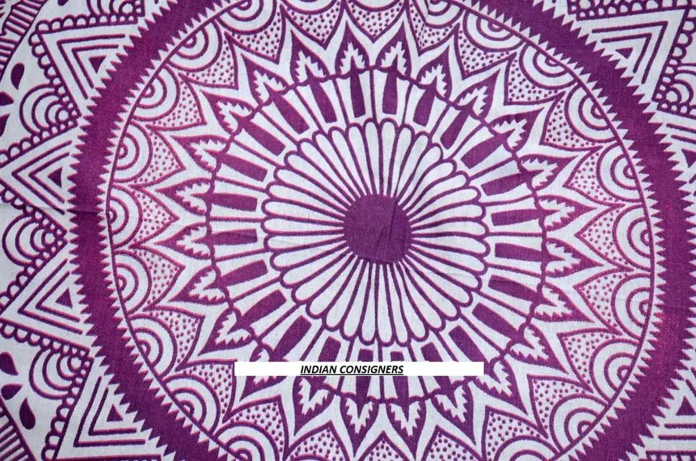 Home Decor Floor Cushion Cover Cotton Mandala Flower Round Shape Peacock Mandala Multiple Color