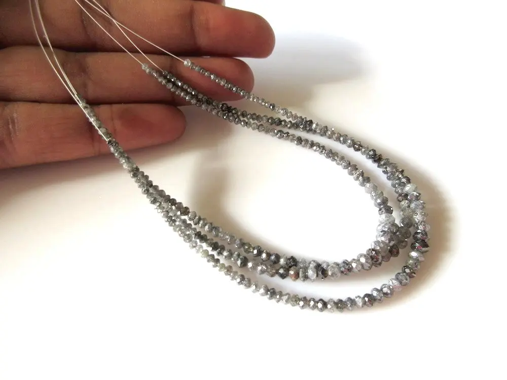 Genuine Dark Gray Faceted Diamond Beads Strands Necklace 3 mm to 5 mm,Beads Strands,Gray Natural Diamond Beads