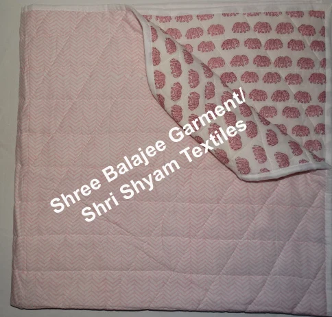 Cotton Soft Pink Colors Baby Quilts New Born Kids Muslin 100% cotton Indian Hand Made Block Printed Kantha Elephant Print Quilts