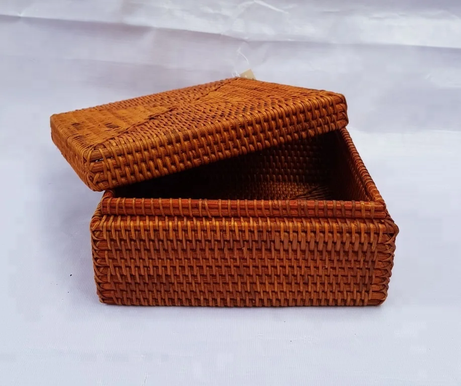 Rattan bamboo basket with lid/ Eco-friendly rattan basket from Vietnam