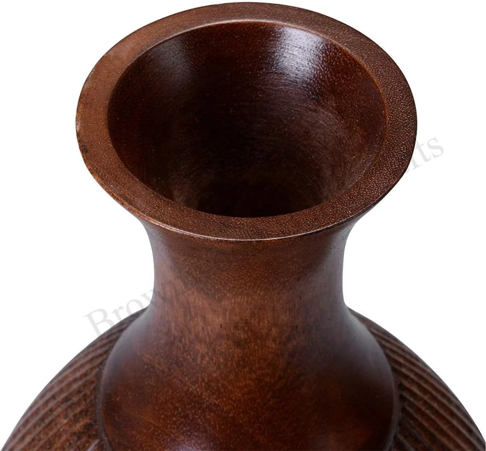 Wooden Handmade Vase Wholesale Wooden Vase Room Tabletop