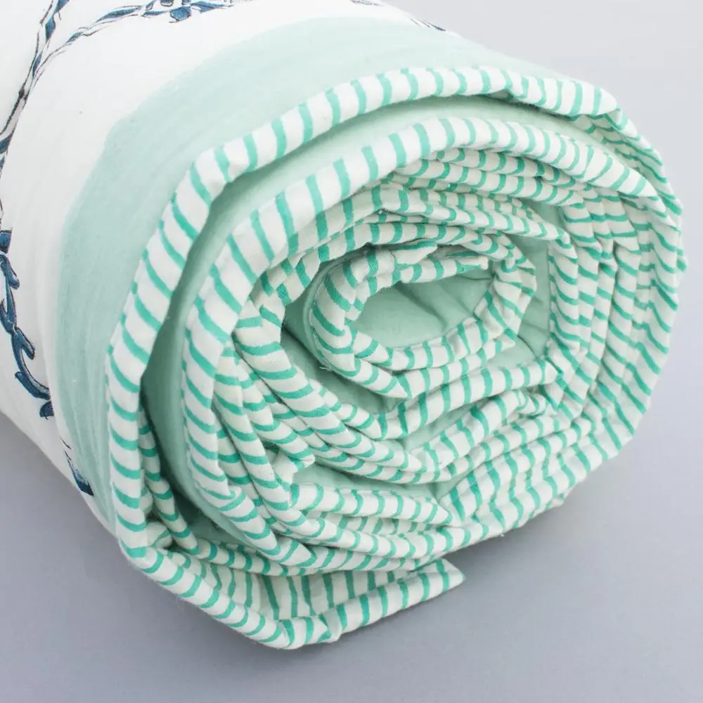 Cotton soft red printed  hand block print boho Jaipuri Rajai double bedspread quilt