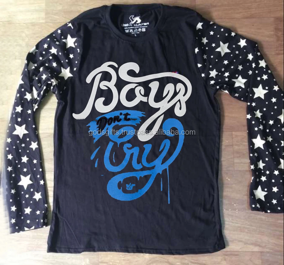 oem design printed 100% Cotton  long sleeve t-shirt  Men white cotton long sleeve t shirts indian supplier ring spun cotton