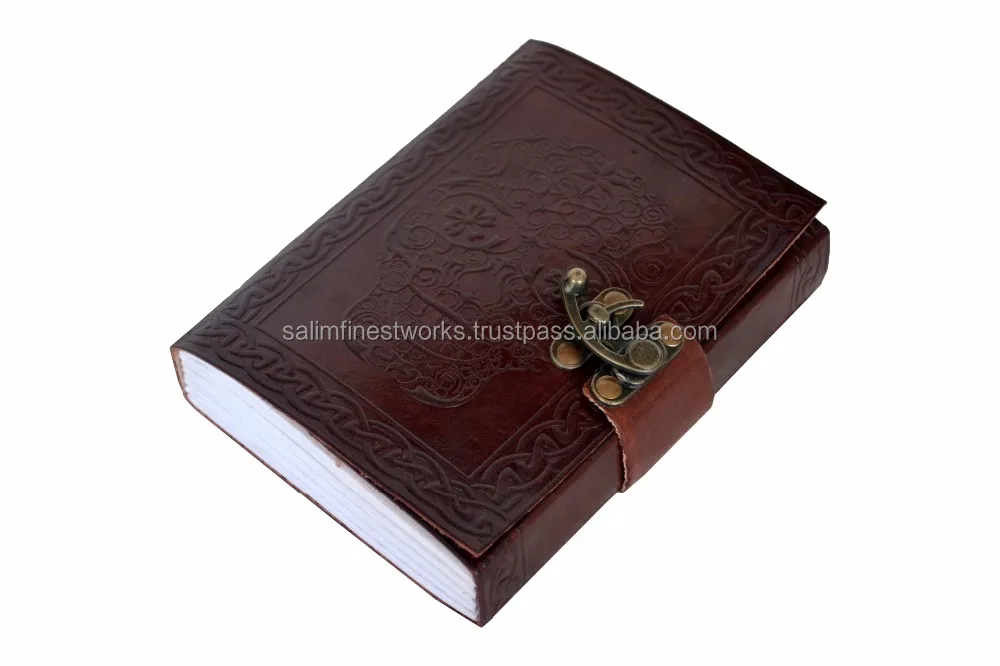 Day of the Dead Leather Embossed Journal with metal lock leather diary with clasp leather cover diary