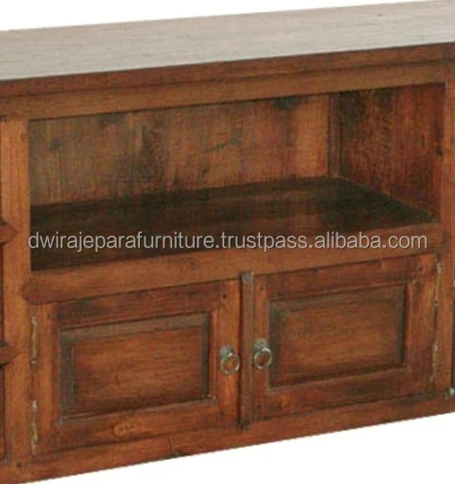 INDOOR WOODEN FURNITURE - INDONESIA FURNITURE TEAK WOOD TV STAND 6 DRAWERS 2 DOORS