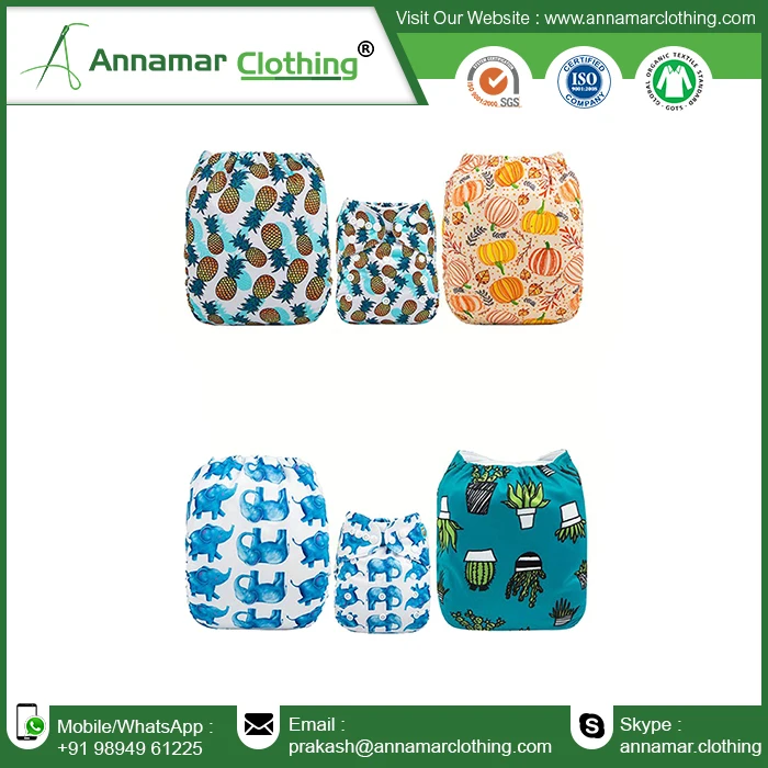 Baby reusable cloth pocket diaper adjustable snap  8 layer inserts OEM reusable cotton diaper with custom logo