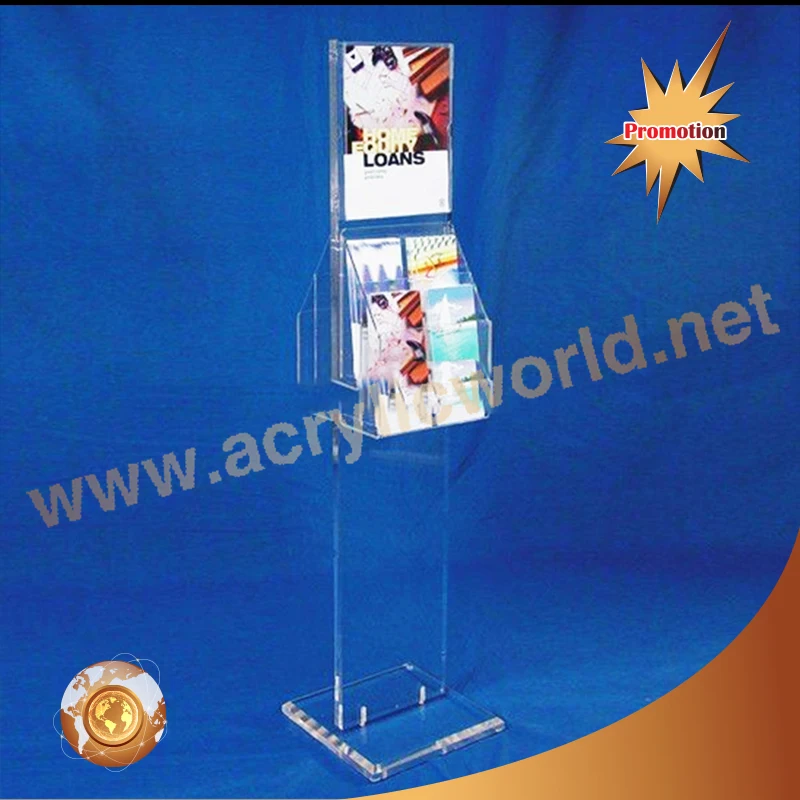 Подгонянный акриловый дисплей для брошюр/акриловый стенд брошюр/полка журналов акриловая стойка брошюр