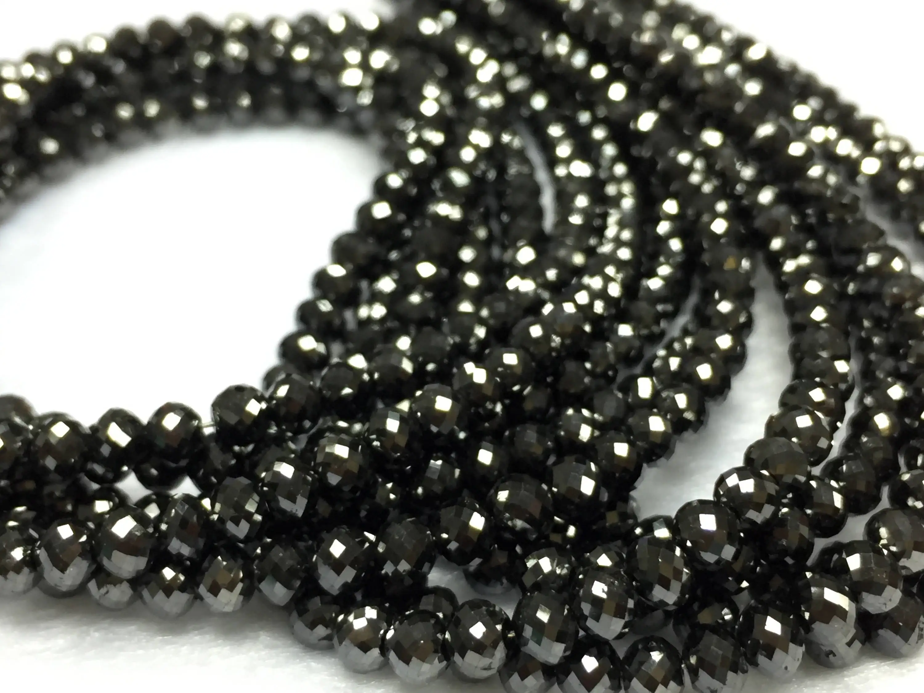 3 mm to 5 mm Faceted Black Diamond Beads Strands Necklace,black diamond beads strands
