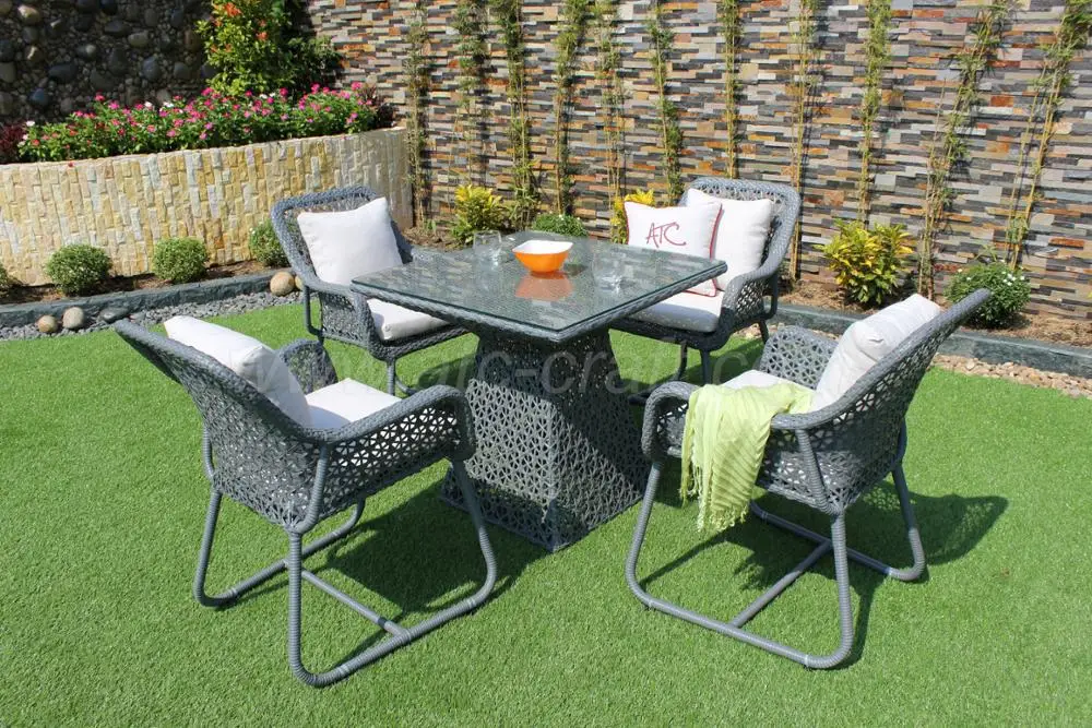 Patio Wicker Synthetic Rattan 4-Seat Dining Set