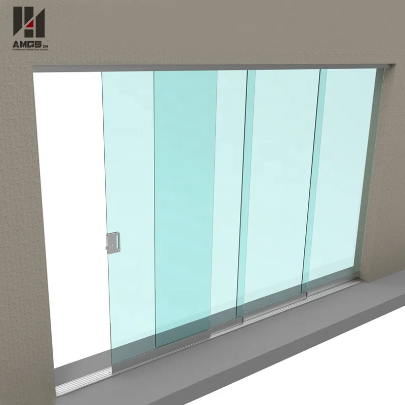 
10mm tempered glass exterior decorating aluminum frameless sliding glass door 