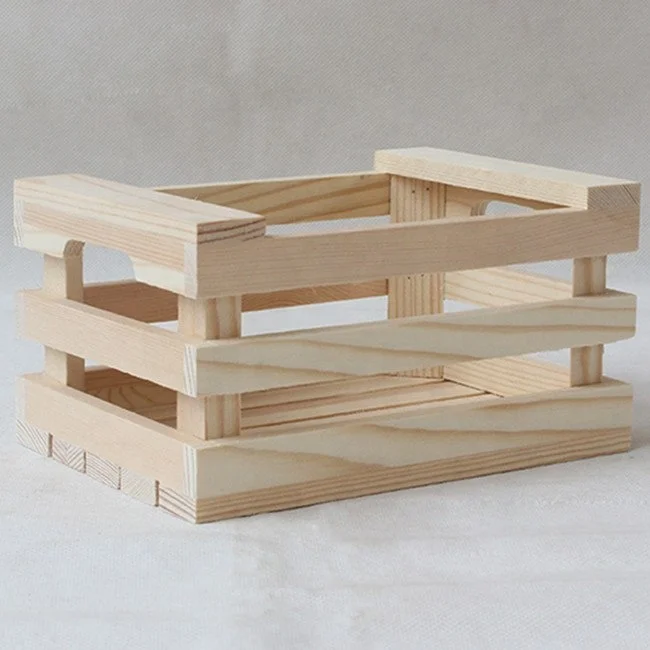 Wooden collapsible Storage boxes crates for stacking (wood, 3 units)