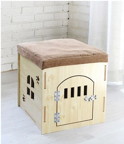 DIY 2018 sweet design wooden pet house colorful MDF cat house