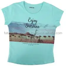 Girl Clothing T-Shirt Ring Spun Combed cotton Bio washed fabric Custom Printed Embroidered Girls T-shirt