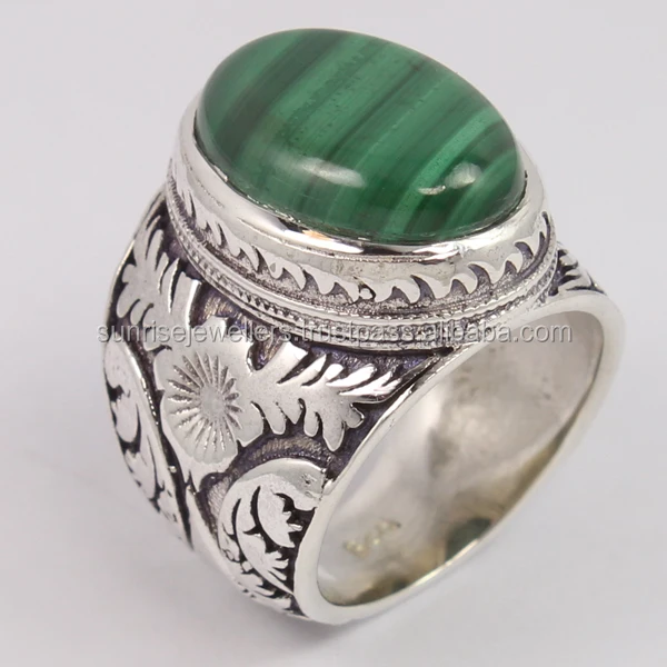 MALACHITE 925 Sterling Silver Natural Ring Handmade Jewellery Exporter & Wholesaler Silver Plated NEW Jewellery
