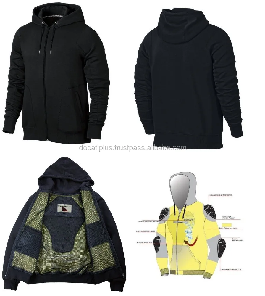 Motorcycle Biker Hoodie, Fleece protective Hoody, auto racing Hoodie