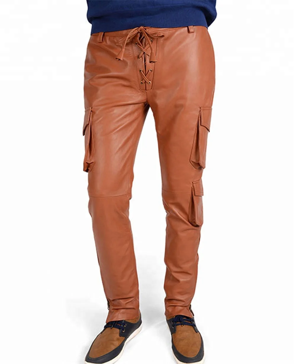 Casual Wear Men Motorcycle Wear Leather Pant, Genuine Sheepskin Leather Pants