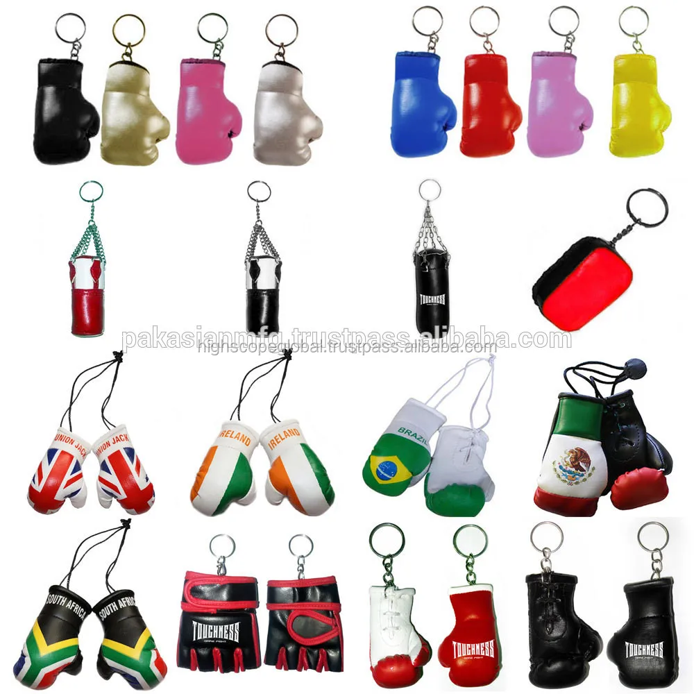 New Model Mini Boxing Gloves Key Chain PU Rexine Leather Key Holder Car Accessories MMA Car Hanging Key Ring
