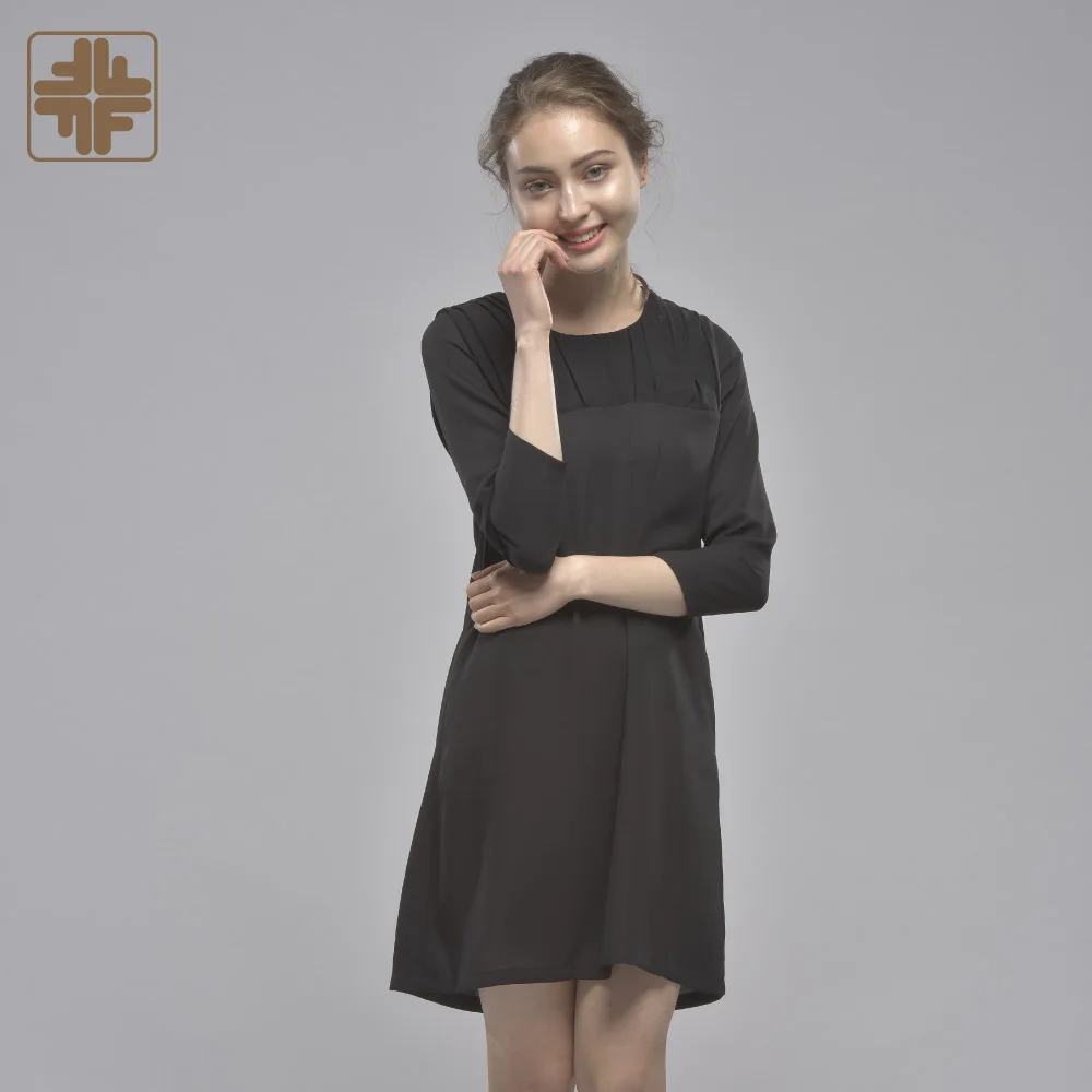 OEM ODM Black Elegance Shirring Dress Manufacturer For Ladies Woman