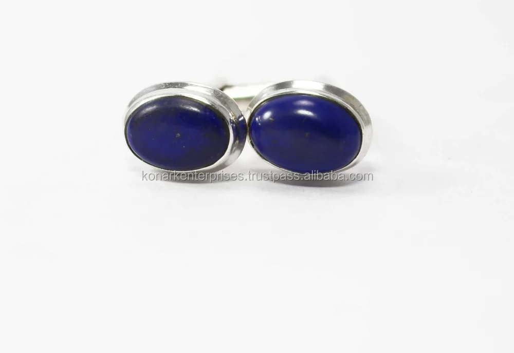 Мужские Запонки ручной работы из серебра 925 пробы с лазуритом