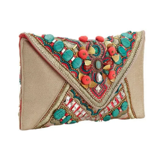 Indian handmade beaded Nakshi Work Clutches Ethnic Sequined gypsy Bag