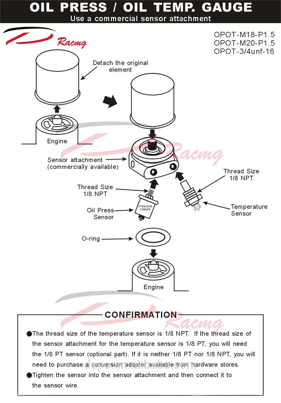 Автомобильный датчик прикрепления датчика адаптер датчика сэндвич пластина адаптер размер (3/4UNF-16) для манометра масла/манометра масла