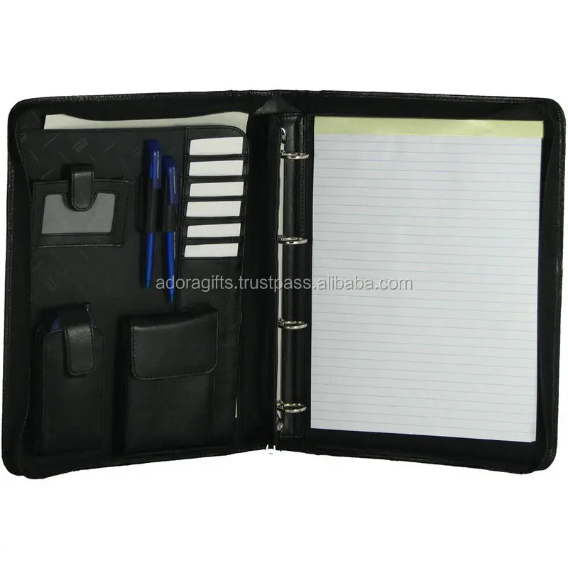 Pu leather folder portfolio with calculator holder / eco-friendly file folder style portfolio / hanging file folder bag