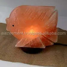 Handcarved Fish Shape Pink Crystal Salt Stone Decorative Lamp Himalayan Rock Salt Lamp Crystal Carved Rock Salt Lamp For Gifts