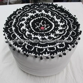 Hot Sale on Fruit Printed Hand Kantha Work Villa Home Use Cotton Beautiful Removable Pouf Cover