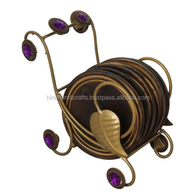 Wooden Coasters with Wooden Stand For Tea Coffee or Drinks Mug