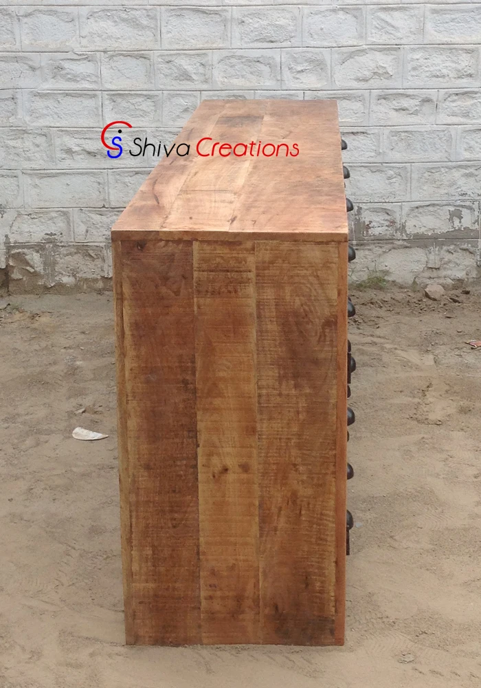 Шкаф для буфета из цельного дерева манго в античном стиле экологически чистый и прочный для домашней мебели