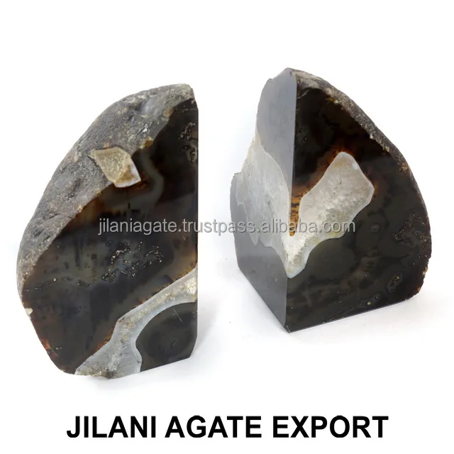 Wholesale Natural Agate Bookend Hand Made Bookend Polished  Decoration Office Home Hotel Gemstone Bookend