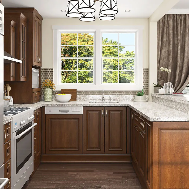 American Style Mini Kitchenette U Shape Small Kitchen Cabinet