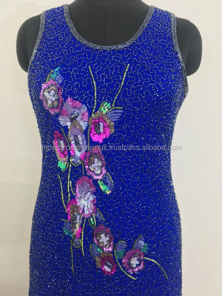 Latest Collection Hand Embroidered Evening Cocktail Party Dress Women Girls Sequins Decorated Long Dress Short Christmas Wear