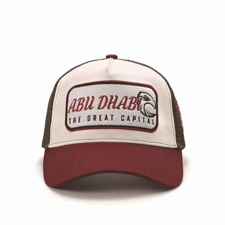 Custom 5 panel 100% cotton dropshipping vintage trucker mesh hat with 3d embroidery