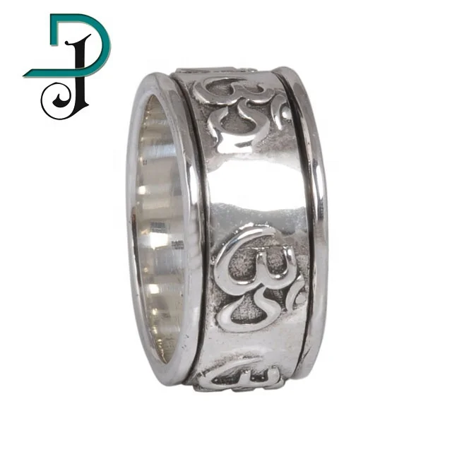 Hot Sale 925 Sterling Silver Om Spinner Ring Polished Unisex Jewelry for Wedding Engagement Anniversary Party Gift Idea