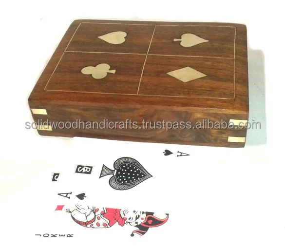 WOODEN PLAYING CARDS BOX  WITH TWO CARDS PIECES / FOR PARTY CASINO GIFTS