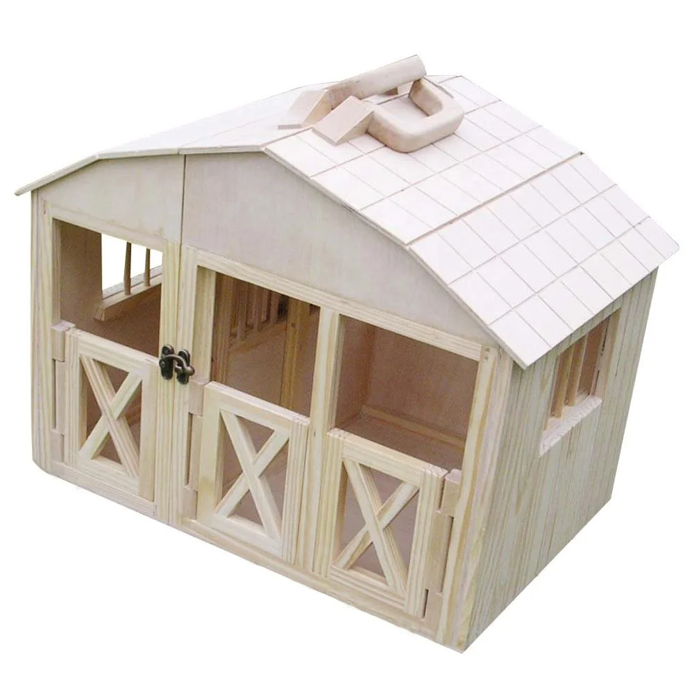 wooden doll house kids farm dollhouse with furniture accessories pretend play wood natural toys eco friendly wholesale education