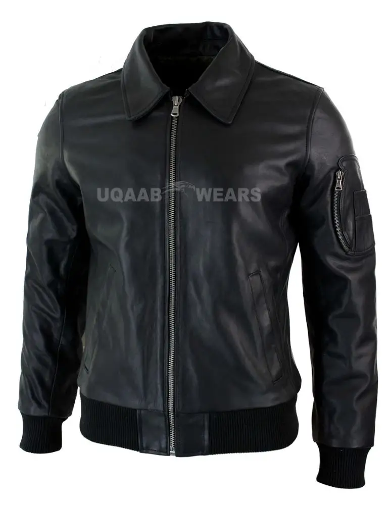 Men Bomber Genuine Real Leather  MA1 Pilot Jacket Biker Style Fashion Casual Flight Jacket Wholesale Price OEM