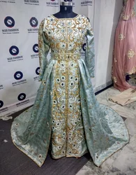 Latest design Moroccan bridal wedding kaftan high quality brocade fabric embellished from hand work customize in any size