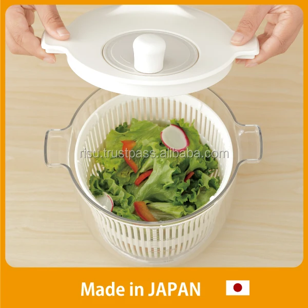 Quick dry and Multi function mixing bowl plastic salad spinner & mixer with compact whisker made in Japan