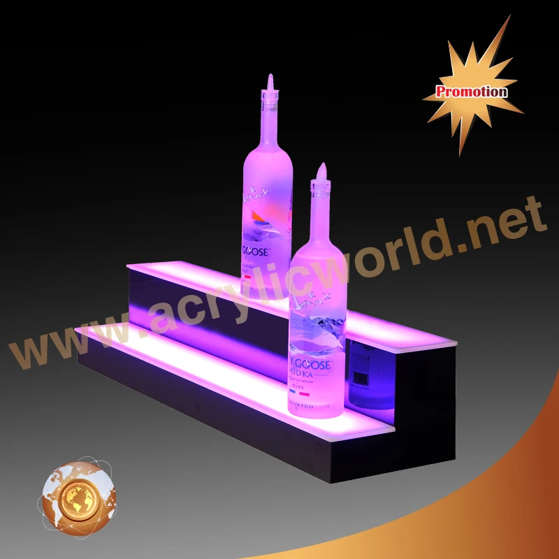 LED Lighted Liquor Bottle Display Shelf With Remote Control Home Bar Lighting Acrylic Wine Bottle Display Rack