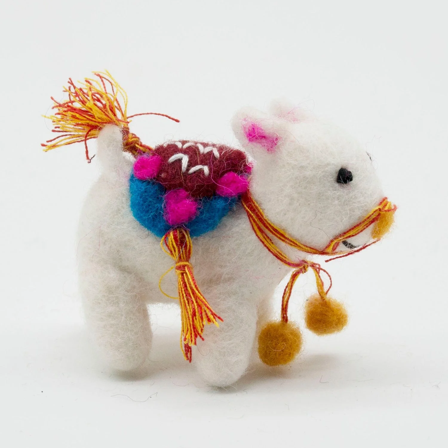 FCS-008 Felt Decorated Animal from Pure New Zealand Wool Christmas Accessories and Crafts Hand Felted by Women Artisan of Nepal