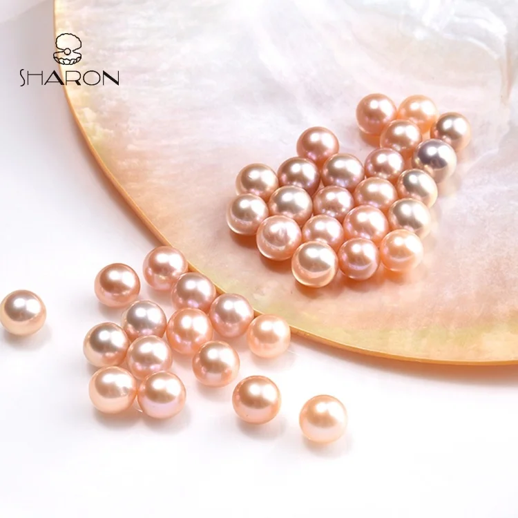 
Wholesale 7-8mm Natural Cultured Freshwater Round Pink Loose Pearl No Drilled 