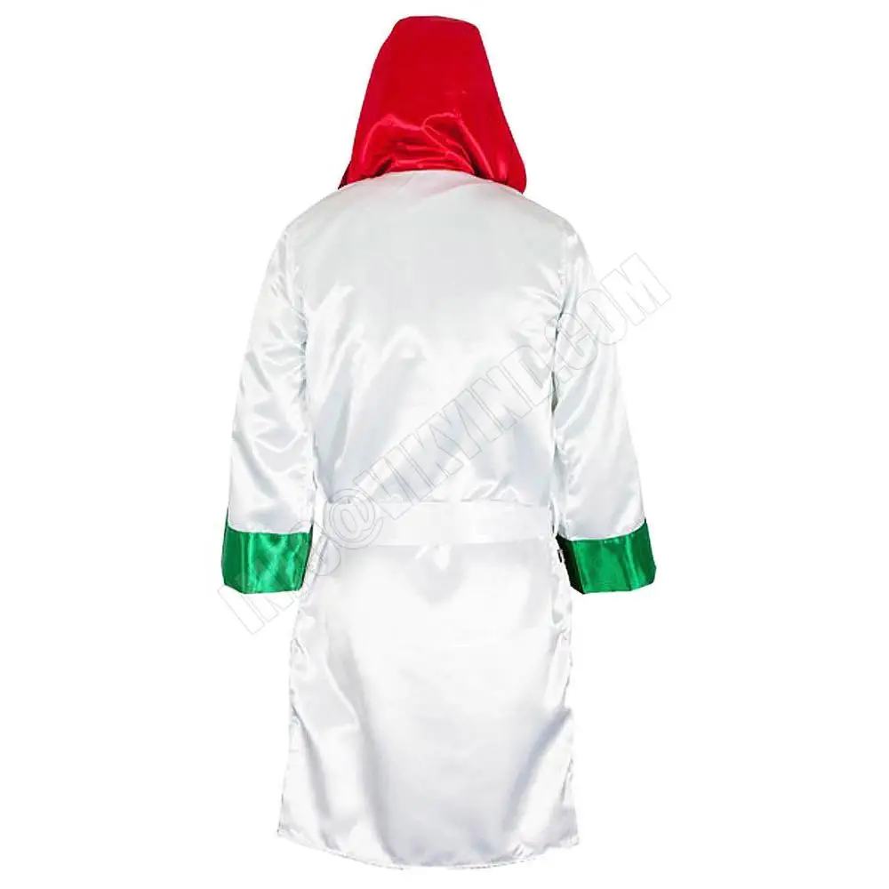 Best Quality Low MOQ Satin Men Women Boxing Robe with Hood Cloak Red Blue Boxing Robes
