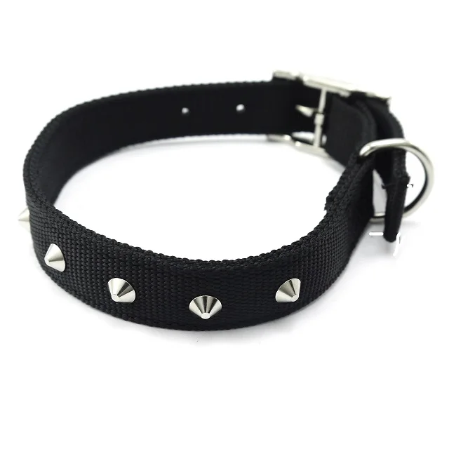 Fashion Pet Double Layer Nylon Webbing Collar With Rivets For Dog
