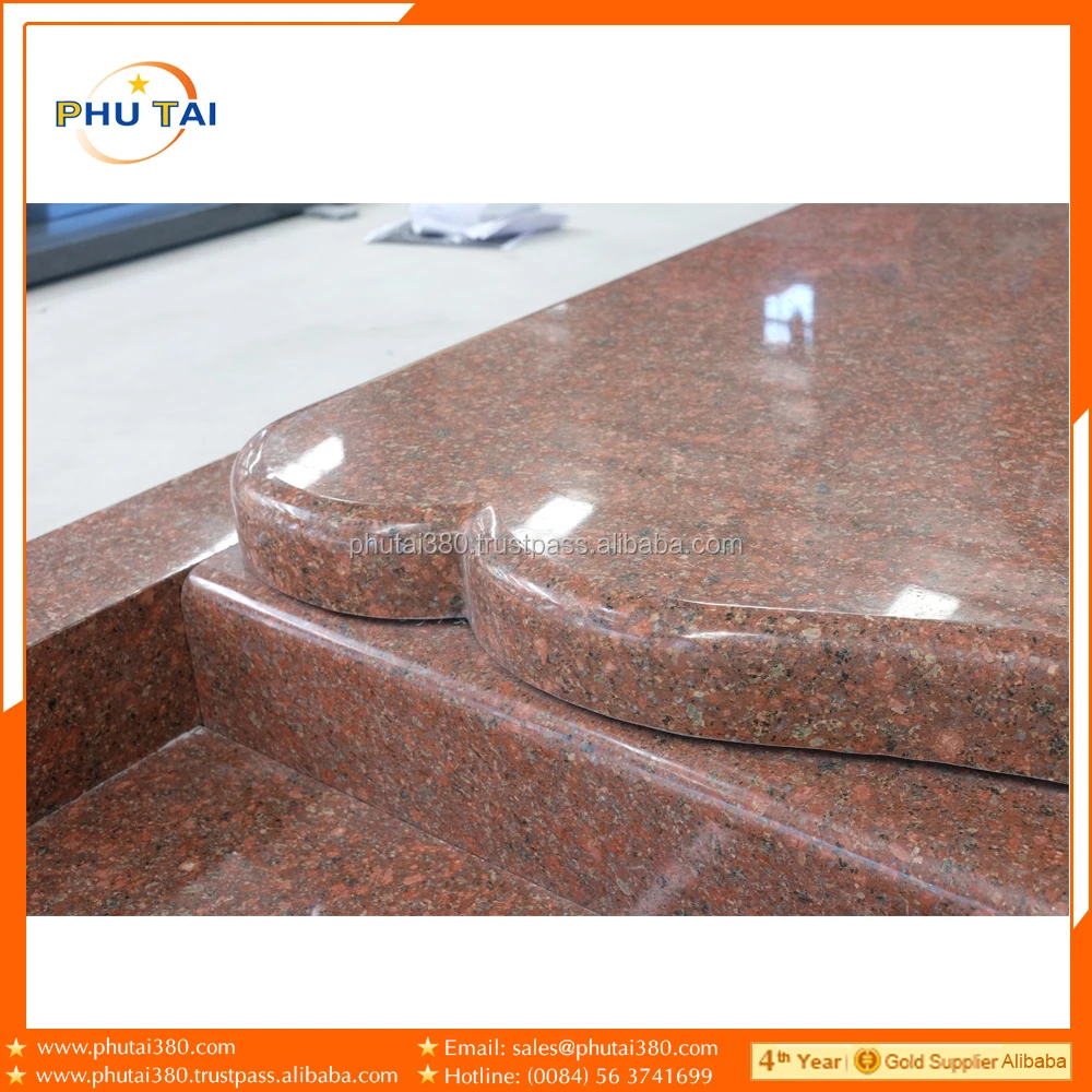 Customized Size French Polonaise Design Granite Tombstone Modern European American Style for Outdoor Cemetery Memorial Use