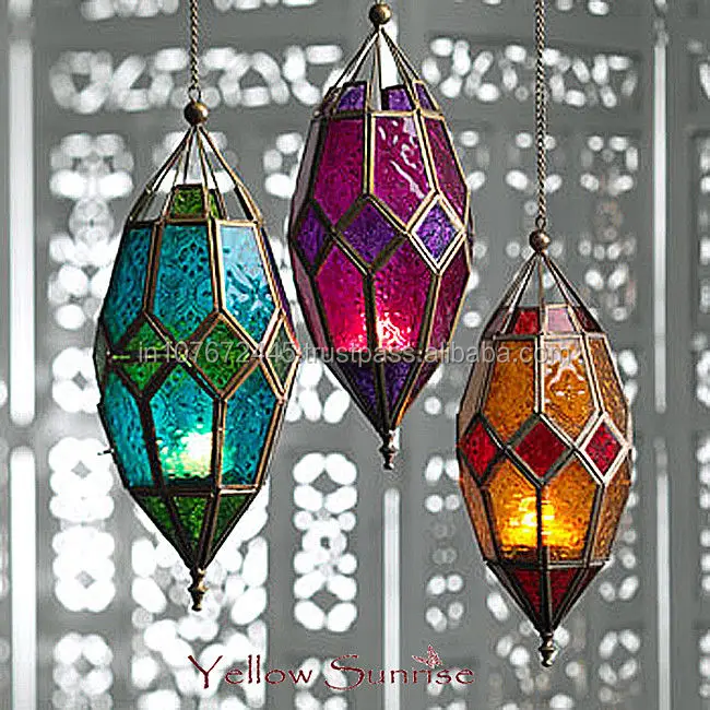 metal Moroccan lanterns with glass