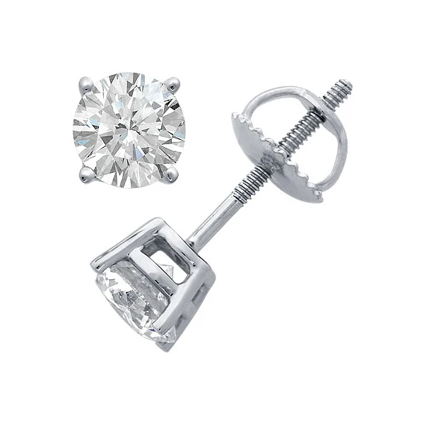 
Sheetal Impex 1.00 Tcw VVS Clarity FG Color Round Shape Real Natural Diamonds Studded 14 Kt White Gold Solitaire Stud Earring 